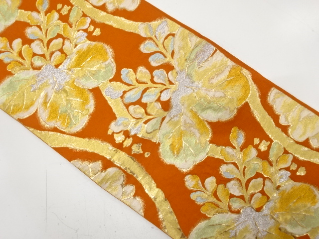 JAPANESE KIMONO / ANTIQUE FUKURO OBI / WOVEN PAULOWNIA